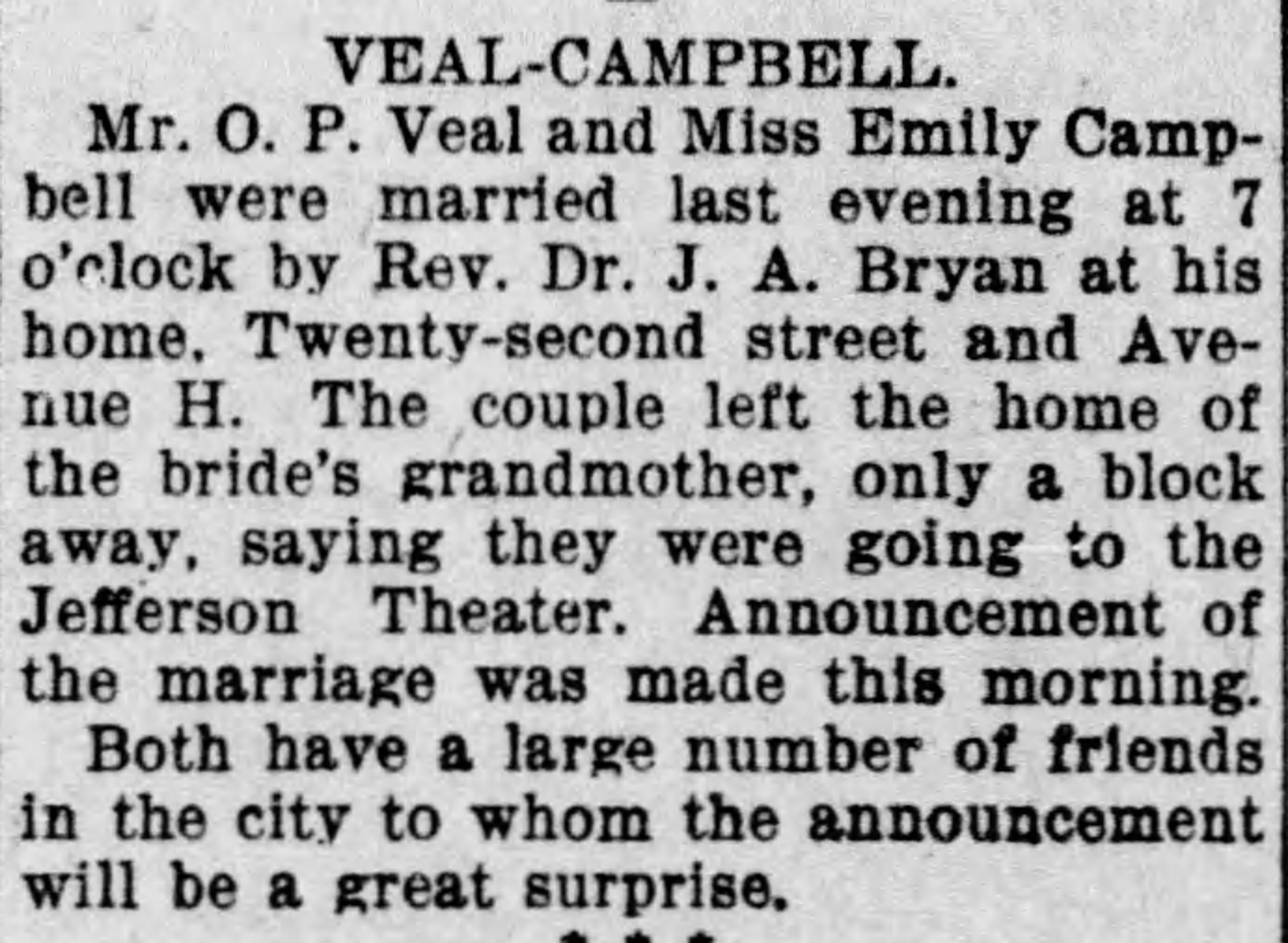 O.P. Veal-Emily Campbell
